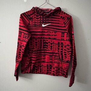 Nike Red & Black Dri-FIT Graphic Hoodie with White Swoosh